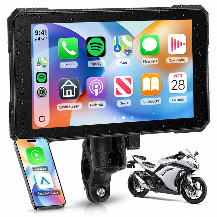 Motorrad Carplay Screen, 6 Zoll HD Touchscreen Bildschirm Autoradio für Motorrad, IP68 Wasserdicht m