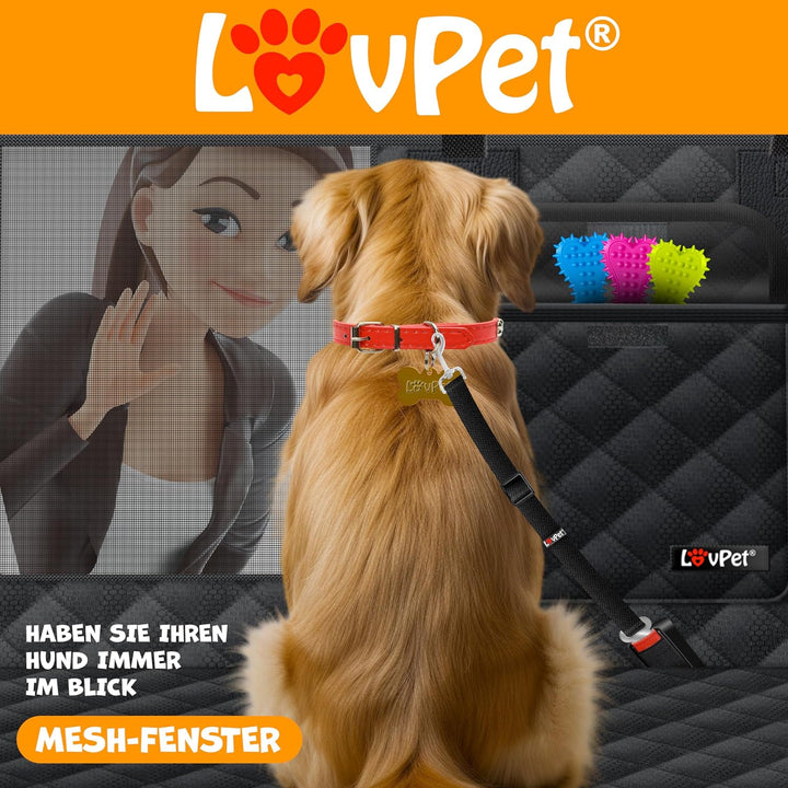 Lovpet® 2in1 Hundedecke für Auto Rückbank & Kofferraum mit Seitenschutz und Sichtfenster Kofferraums