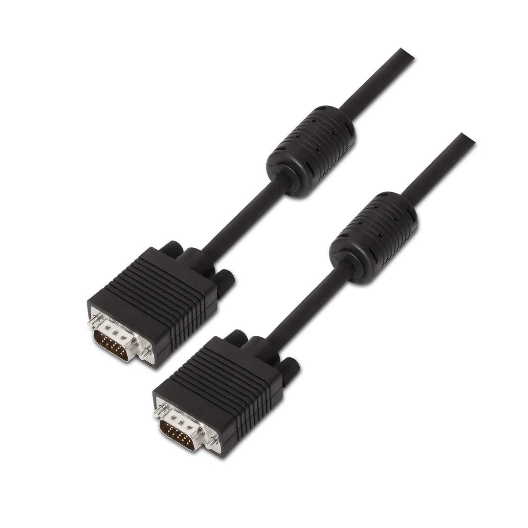 AISENS A113-0074 SVGA-Kabel mit Ferrit (HDB15/männlich, 10 m, für Monitor/Fernseher/Beamer) Schwarz