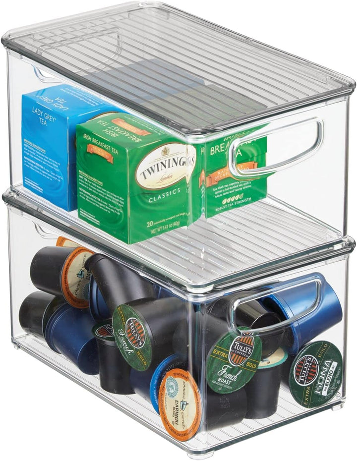 mDesign 2er-Set Aufbewahrungsbox mit Griffen – Kühlschrankbox mit Deckel zur Lebensmittelaufbewahrun