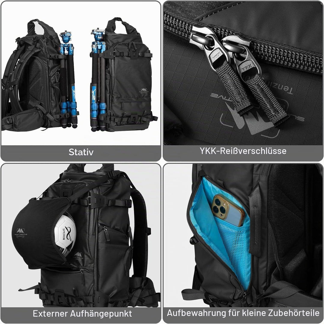 Summit 40L–50L Wasserdichter Rucksack – Kameratasche-Set mit Einsatz für DSLR/SLR/Spiegellose Kamera