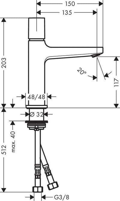 hansgrohe Wasserhahn Metropol Select (Armatur mit Auslauf Höhe 110 mm und Push-Open Ablaufgarnitur)