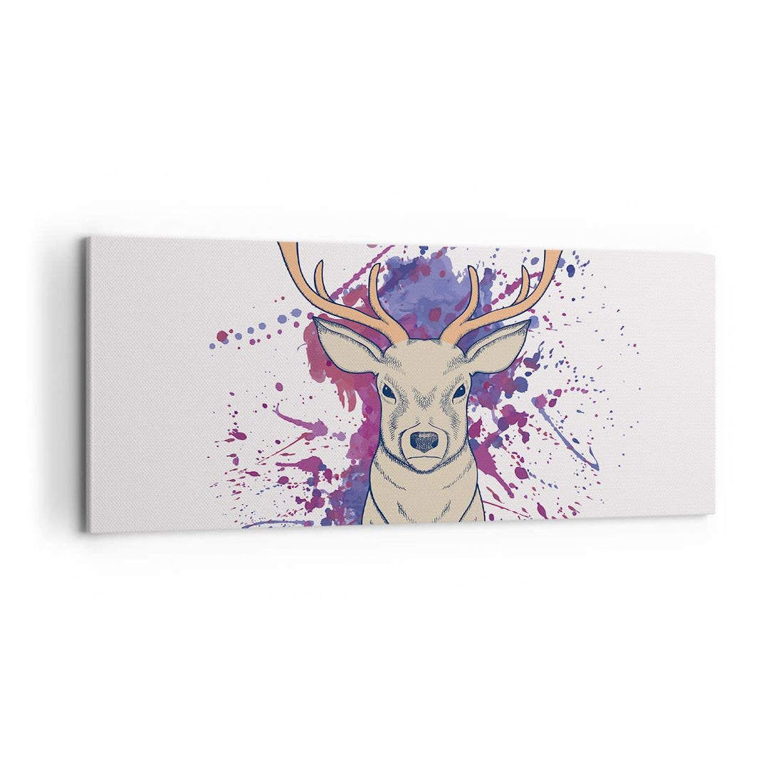 Panorama Bilder auf Leinwand 100x40cm Leinwandbild Hirsch Abstraktion Gross Wanddeko Bild Schlafzimm
