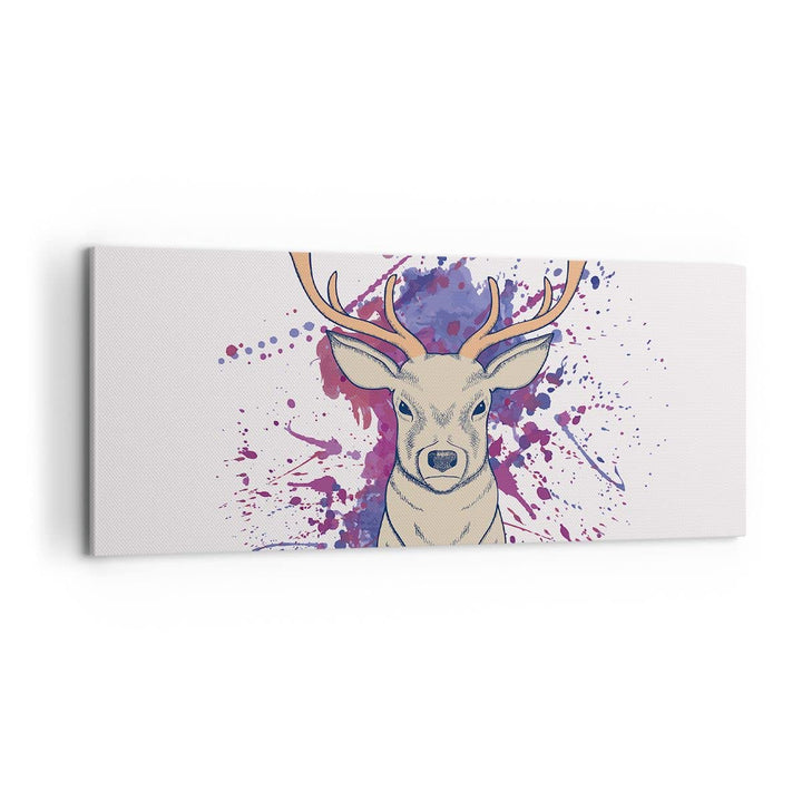 Panorama Bilder auf Leinwand 100x40cm Leinwandbild Hirsch Abstraktion Gross Wanddeko Bild Schlafzimm