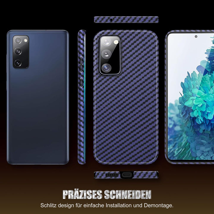 für Samsung S20 FE Hülle Carbon mit Schutzfolie Handyhülle S20 FE 5G Hart Case Ultra dünn Hybrid PC