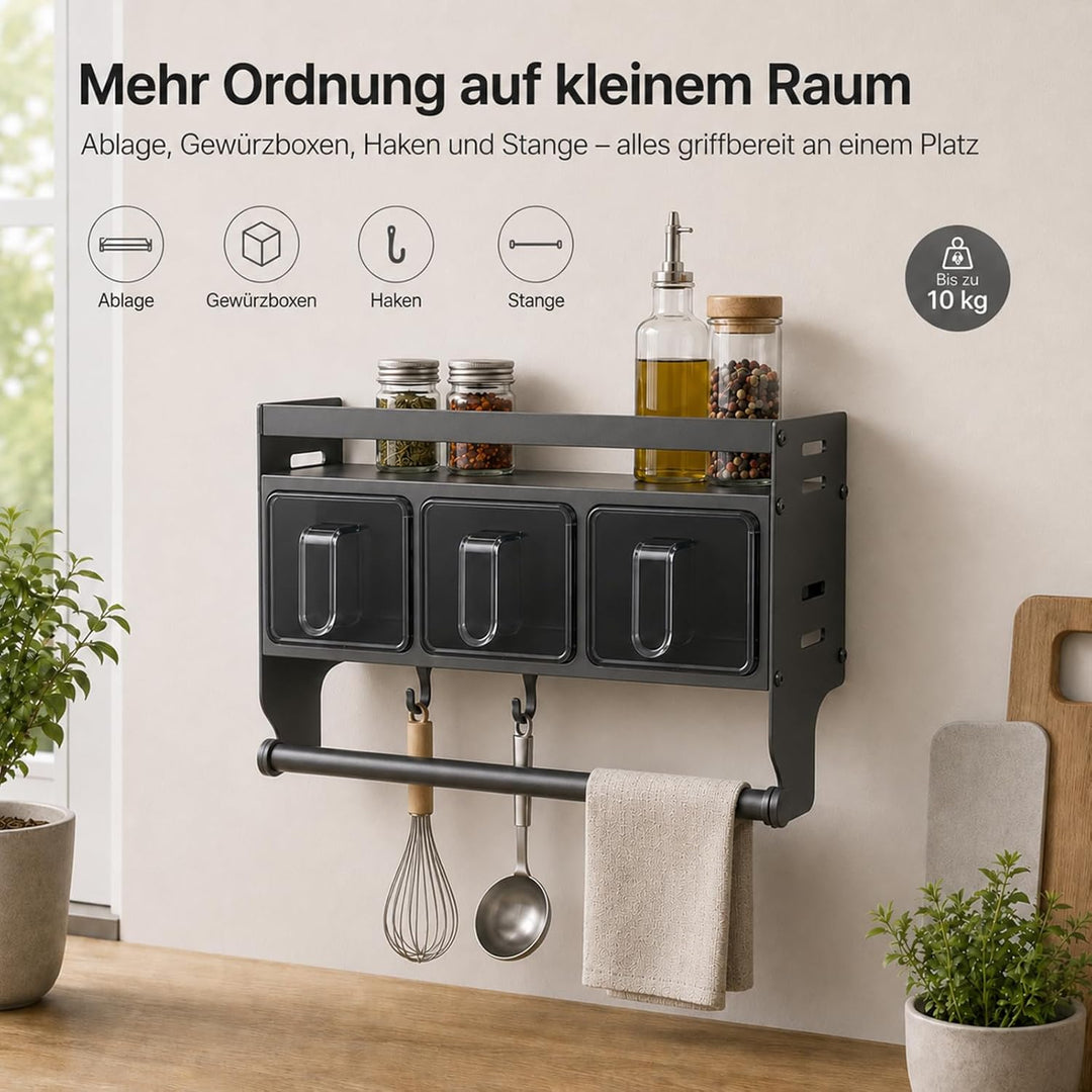 Küchenregal Wand, Gewürzregal Hängend, Gewürzregal Mit Küchenrollenhalter Gewürzständer Wand Aus Met