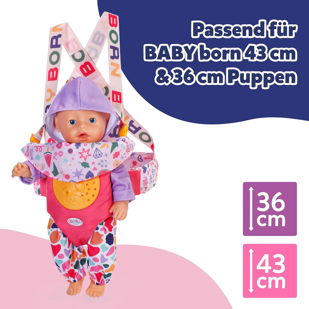 BABY born Babytrage Pin-Play für Puppen - Inkl. verstellbarem Gurtsystem für verschiedene Kindergrös