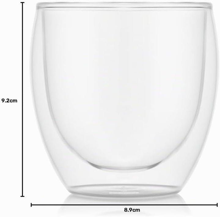 Bodum 4558-10-12 Pavina Gläser 6-er-Set 0.25 l doppelwandig, Transparent, 6 Stück (1er Pack), 6 0,25