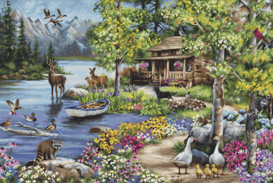 Kreuzstich-Set Luca-S Gold Cabin by The Lake, B2410