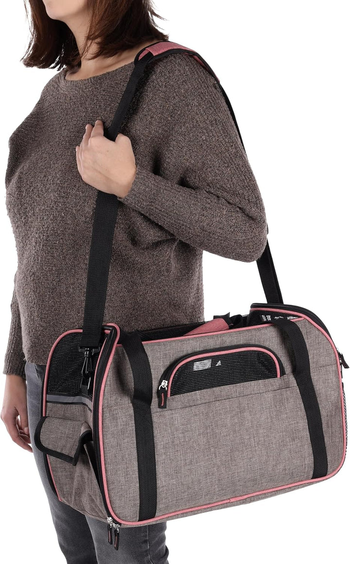 Hundetasche - Tragetasche Xandor Taupe – 48x25x33cm – Polyester – Reflektoren – Zubehöröffnung – Aut