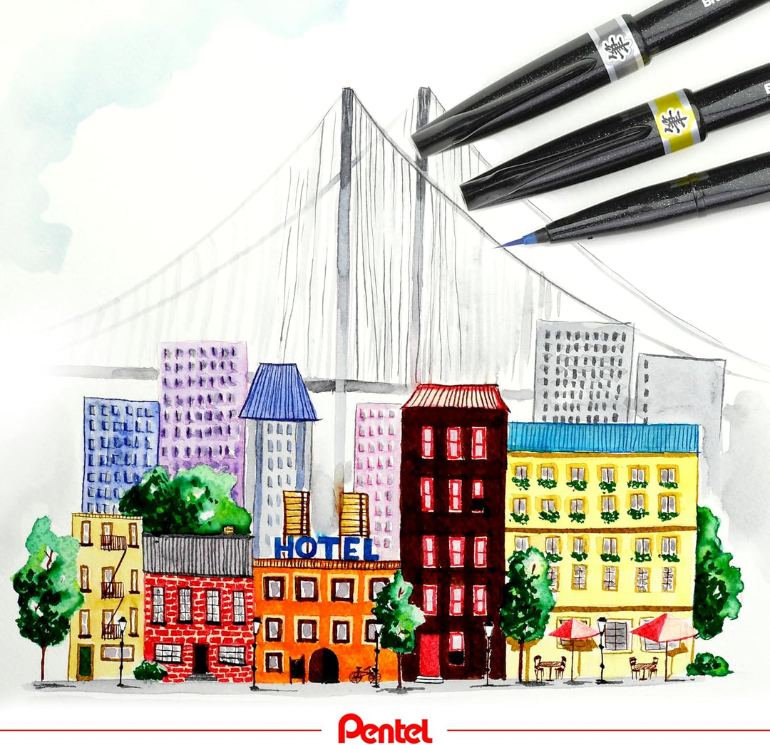 Pentel SESF30C-CX Extra feine Pinsel-Spitze, 12 Stück blau 12 Blau, 12 Blau