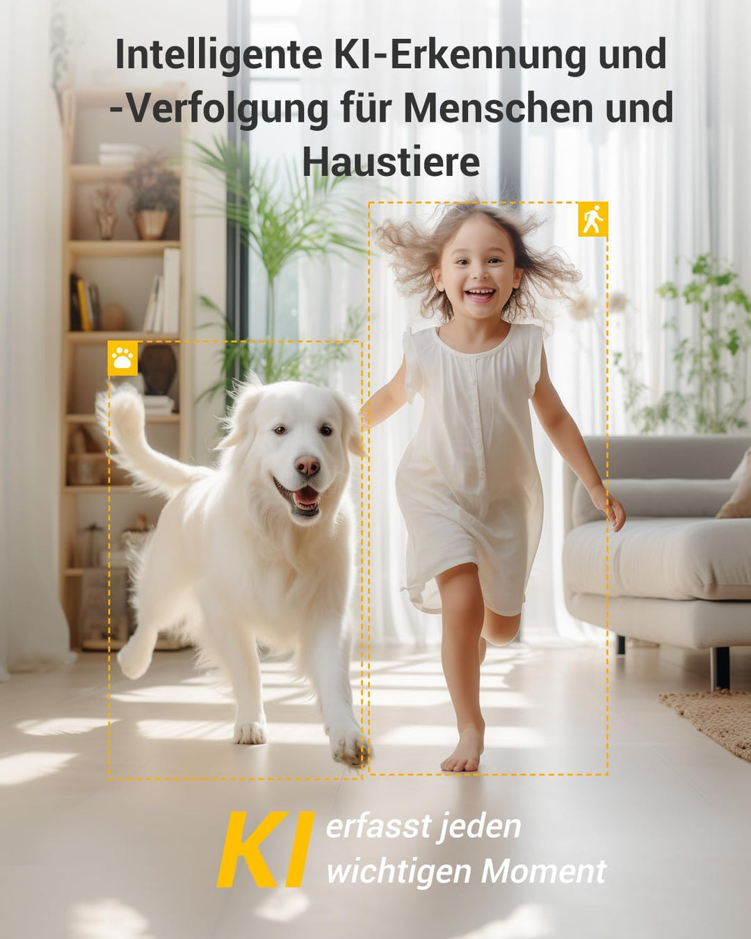 BoyKeep 2.4G/5GHz Überwachungskamera Innen 2K 360° WLAN Überwachungskamera Indoor Hundekamera mit AP