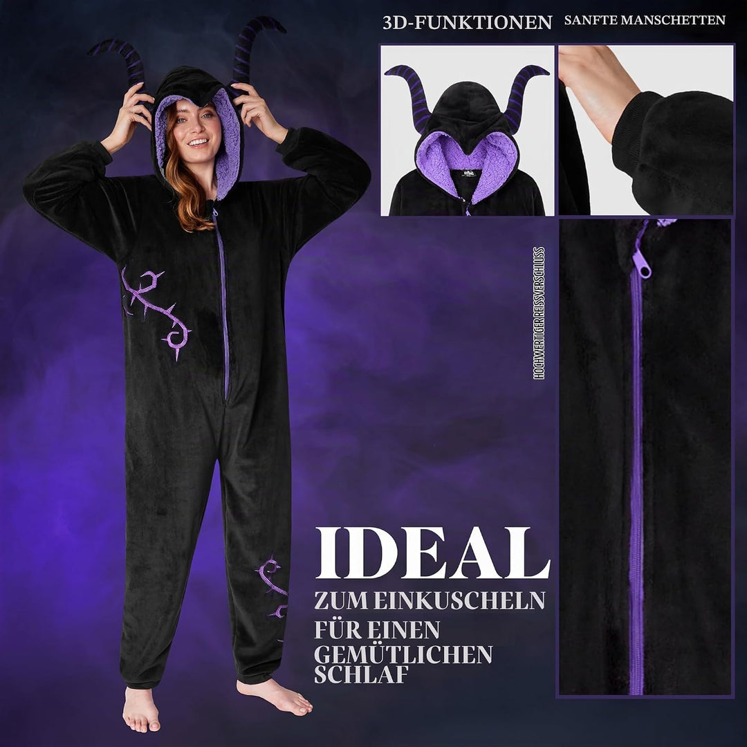 Disney Onesie Damen - Stitch Einteiler Pyjama - Eeyore, Minnie, Maleficent Schlafanzug Onesie - Grös