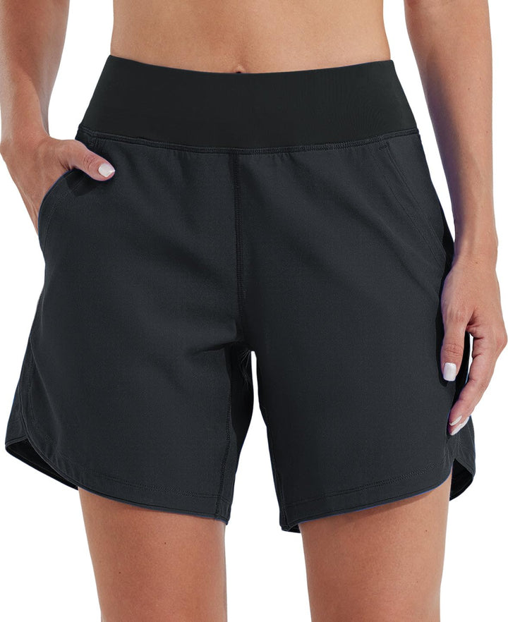 WILLIT Damen 7" Badeshorts Schwimmen Boardshorts Badehose Schnell Trocknend Bikini Shorts High Waist