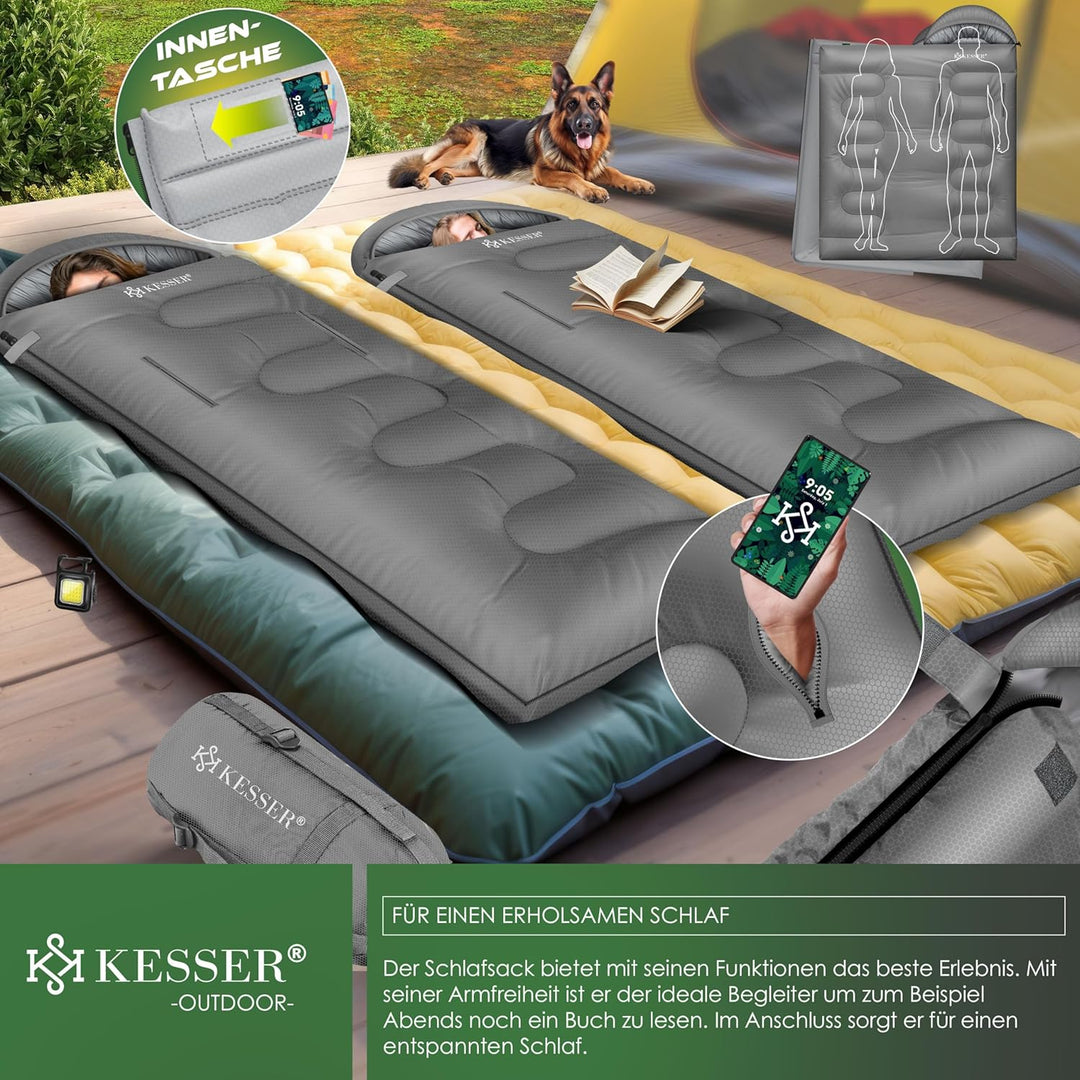 KESSER® Schlafsack Outdoor | Deckenschlafsack 3-4 Jahreszeiten | Camping-Sleeping-Bag für Erwachsene