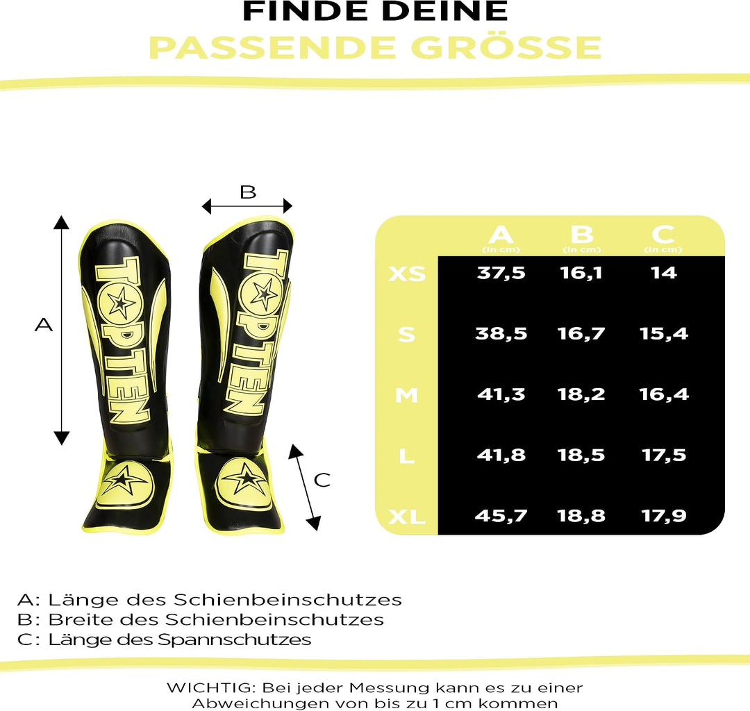 TopTen Schienbeinschutz „Star Light“ Schwarz - Gelb S, Schwarz - Gelb S