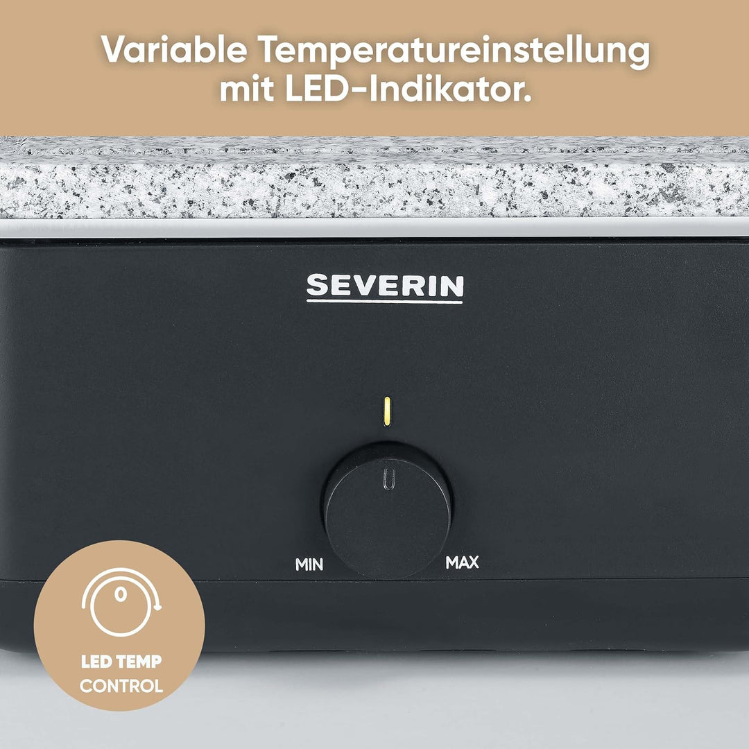 SEVERIN Raclette-Grill für 8 Personen, Naturgrillstein & antihaftbeschichtete-Grillplatte, Tischgril