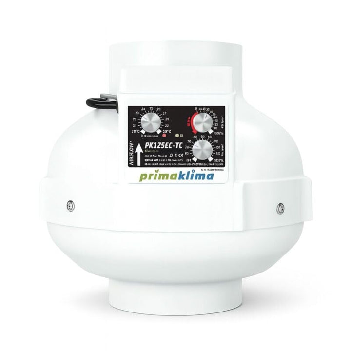 Weedness Grow Abluft Rohrlüfter Prima Klima Fan 160 mm EC-TC 0-1180 m³/h mit Temperatur- und Geschwi