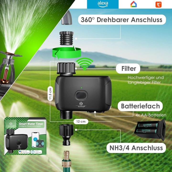 KESSER® Bewässerungssteuerung mit WLAN WiFi | Bewässerungscomputer für Garten & Balkon | Bewässerung