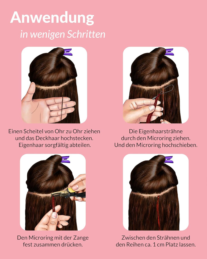 hair2heart Microring Extensions Echthaar Gewellt - 150 Strähnen 0.5g 40cm 10/0 hell-lichtblond 40cm