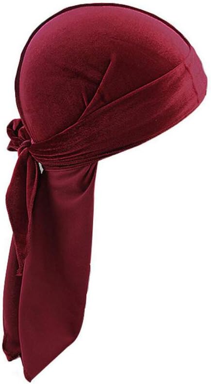 Durags Doo Rag Dew Rags für Herren, 360 Wellen, Samt, Durags, Kopfbedeckung, Totenkopfmütze, Kopfbed