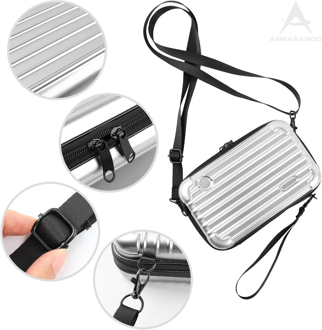 Mini Koffer Umhängetasche, Kleiner Koffertasche Handtasche Innentaschen Kosmetiktasche Hardcase mit