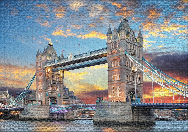 Ulmer Puzzleschmiede - Puzzle „Tower Bridge“– Klassisches 1000 Teile Puzzle – Puzzlemotiv der Tower