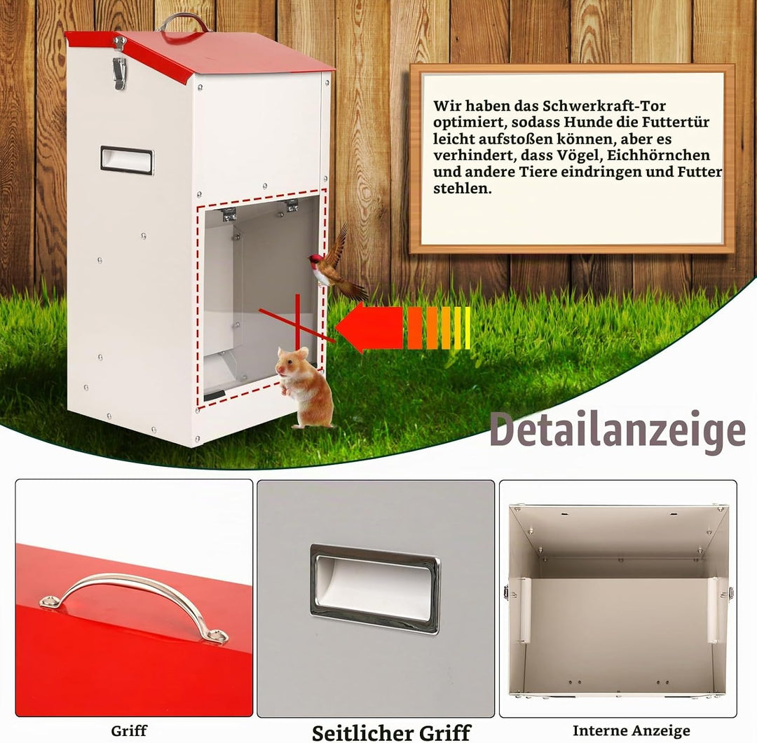 Svauoumu Automatischer Futterautomat für Hunde, 25lb Kapazität Outdoor Dog Feeder Gravity Feeder Chu