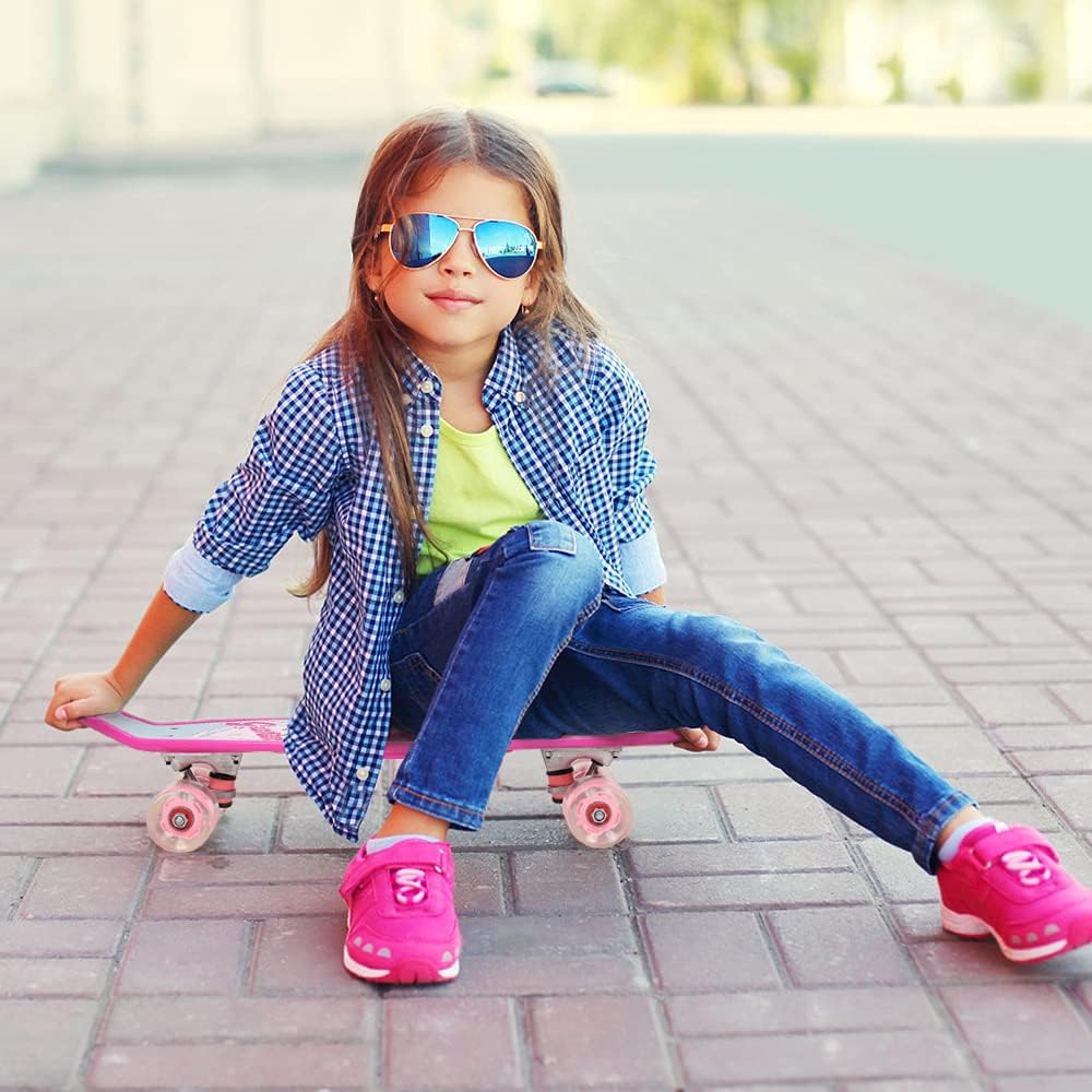 Skateboard Kinder, Komplettboard hochwertige mit LED-Leuchtrollen für ab 4 Jahren Kinder, Jungen, Mä