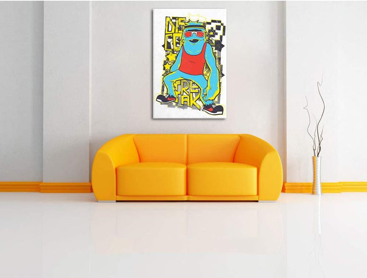 Disco Freak white Leinwandbild Bild auf Leinwand, XXL riesige Bilder fertig gerahmt mit Keilrahmen,