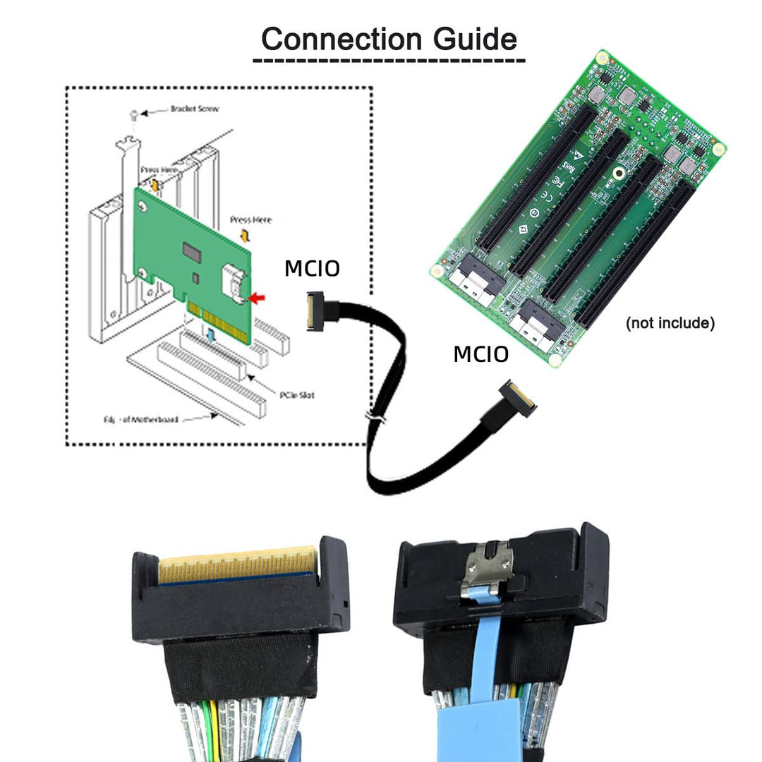 cablecc Mini Cool Edge IO MCIO STR PCI-E 5.0 SFF-8654 PCI-E Slimline SAS 8i 74Pin Stecker auf 74Pin