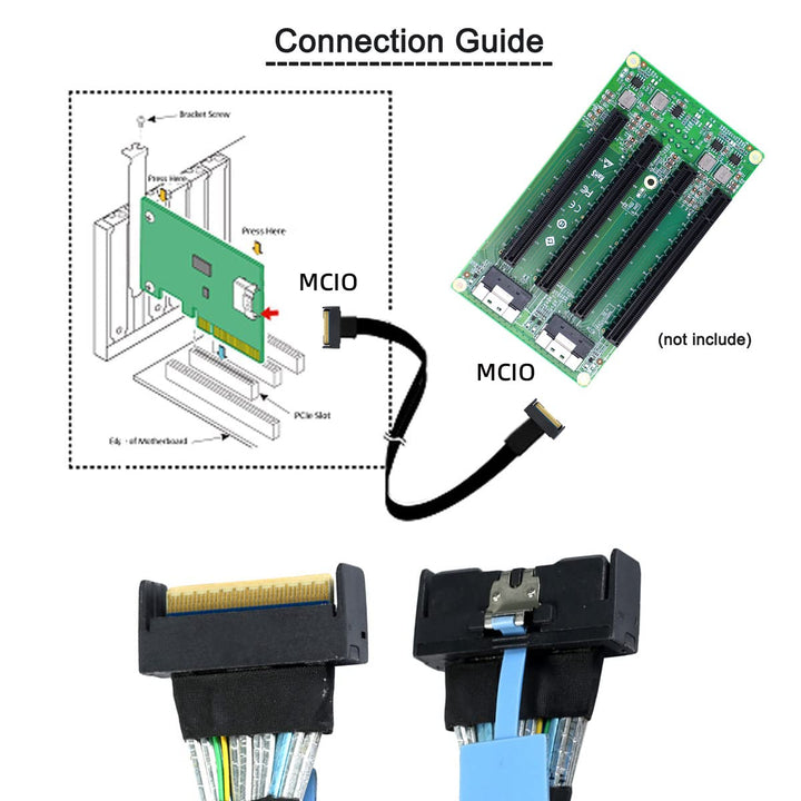 cablecc Mini Cool Edge IO MCIO STR PCI-E 5.0 SFF-8654 PCI-E Slimline SAS 8i 74Pin Stecker auf 74Pin