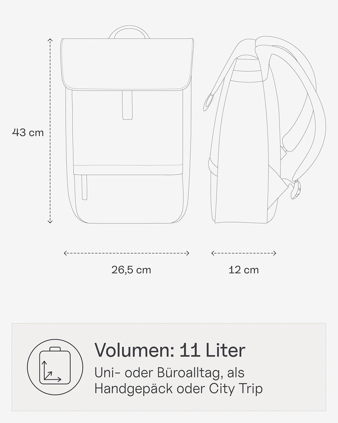 Kapten & Son Rucksack Fyn Classic 11 L | Rucksack Damen & Herren | Tagesrucksack mit 14" Laptopfach