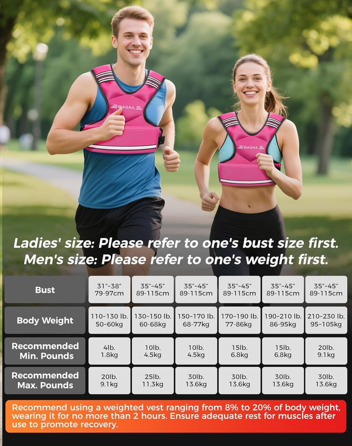 BAGAIL Einstellbare Gewichtsweste für Krafttraining, abnehmbare Eisensandsäcke, verstellbare Brustgr