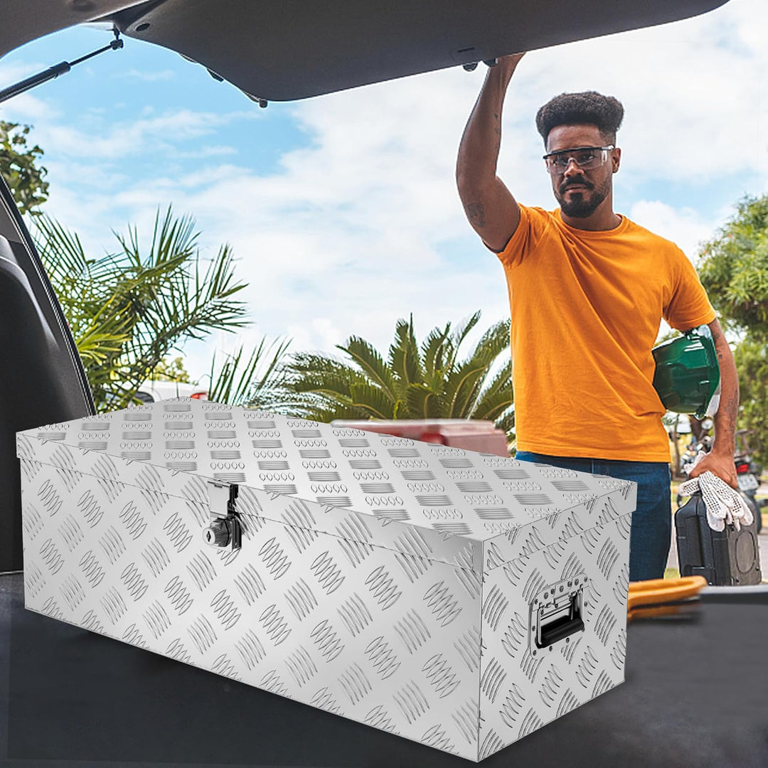 Alubox mit Deckel Aluminium Transportbox Werkzeugkasten mit Schloss & Schlüsseln & Griff Werkzeugbox