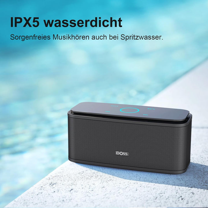 Bluetooth Lautsprecher, DOSS SoundBox Musikbox Bluetooth Box mit Dualen Bass-Treibern, 20h Akku,Touc