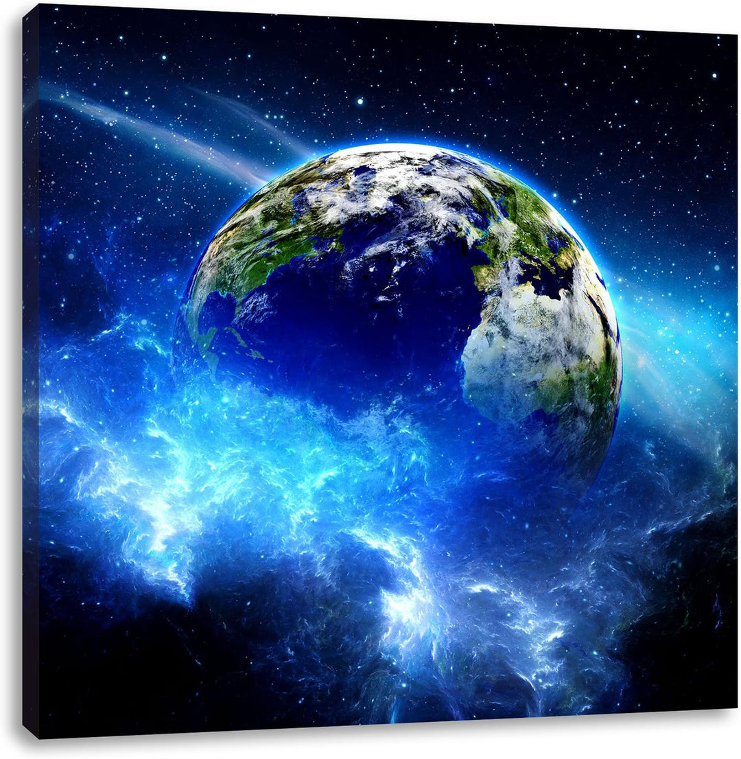Pixxprint Planet Erde, Format: 70x70 auf Leinwand, XXL riesige Bilder fertig gerahmt mit Keilrahmen,