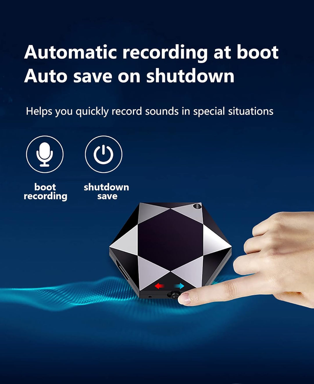 Mini-Diktiergerät in Anhängerform, professionell, digital, aktiviert, 60 Stunden Standby-Zeit, USB-S