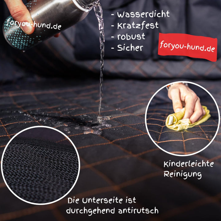 foryou® Hundedecke mit Kühlmatte für Auto Rückbank-Wasserabweisende Autoschondecke für Hunde mit Sei