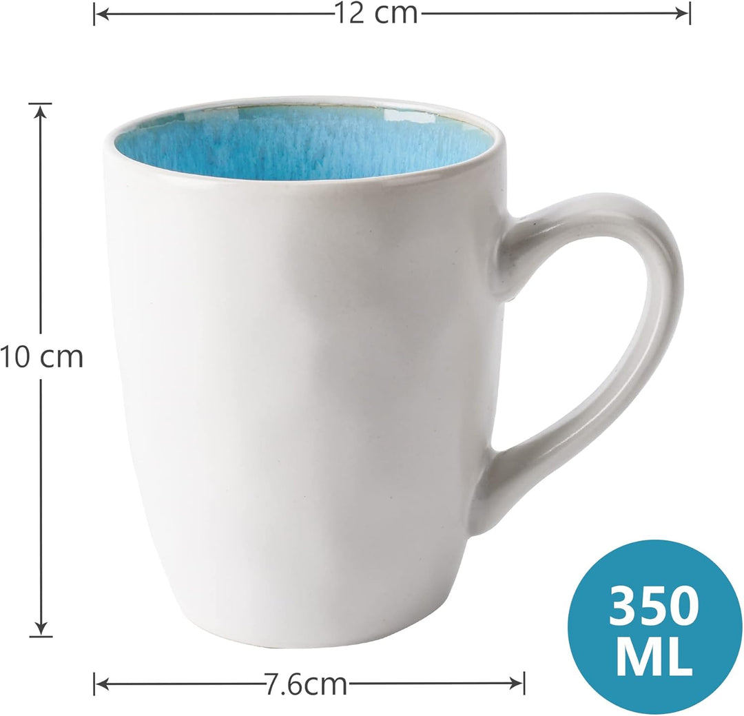 MIAMIO – 6 x 350 ml Kaffeetassen/Tassen Set aus Steingut Keramik Geschirr Set Handmade - Lumera Koll