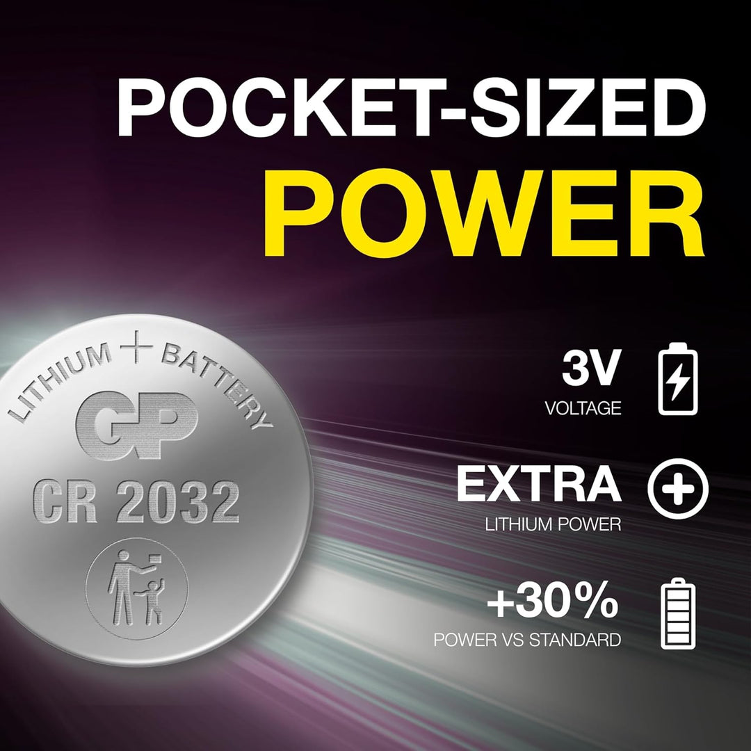 GP Extra Lithium Knopfzellen CR2032 3V | 40 Stück Batterien CR 2032 | 2032 Knopfzelle 3 Volt ideal a