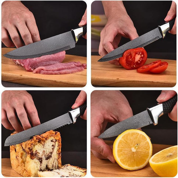 BFYLIN 7 Stücke Messer Set,Küchen Messerset,Kochmesser,Santoku Messer,Gemüsemesser,Schälmesser,Schar