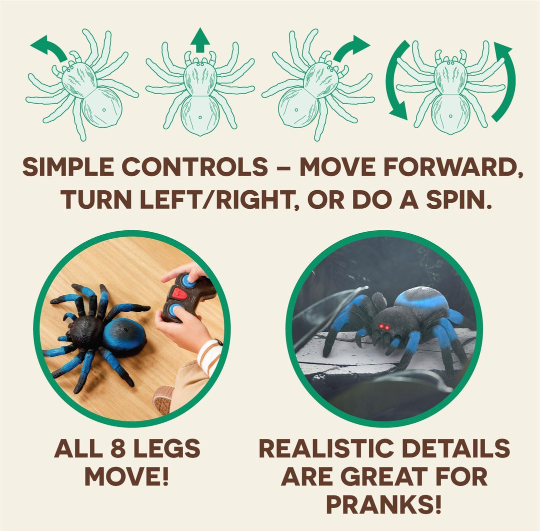 Terra Ferngesteuerte Spinne Blau – RC Vogelspinne mit leuchtenden LED Augen und Fernbedienung – Tara