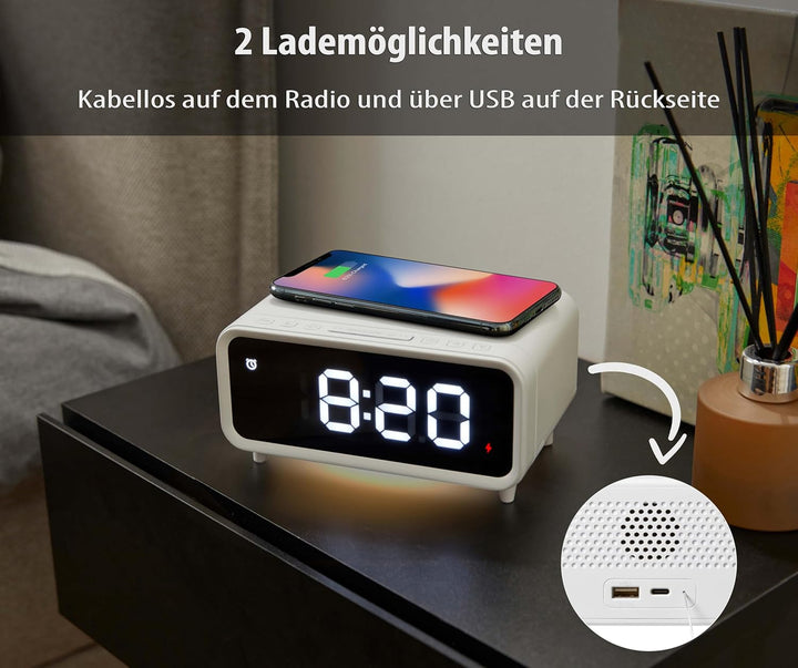 Northpoint Digitales DAB+ Radio mit Wecker Kabelloser Ladestation Nachtlicht und USB-Ladeanschluss 5