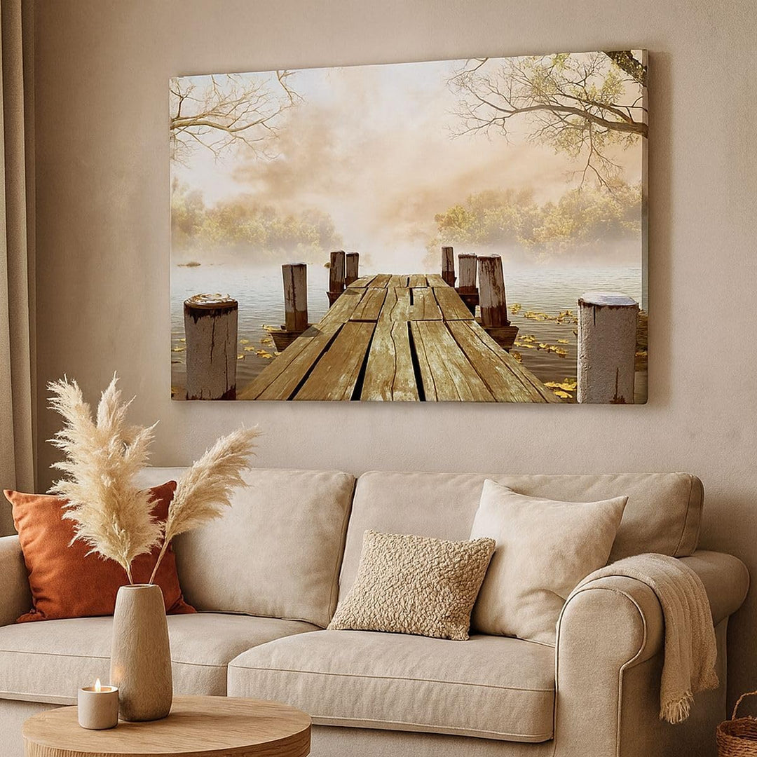 Bilder auf Leinwand 100x70cm Leinwandbild Illustration herbst landschaft bäume Gross Wanddeko Bild S