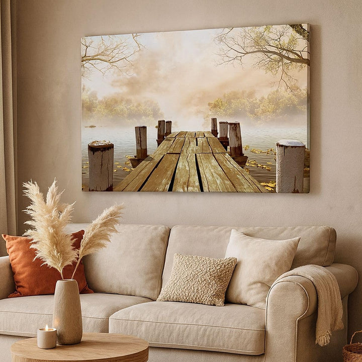 Bilder auf Leinwand 100x70cm Leinwandbild Illustration herbst landschaft bäume Gross Wanddeko Bild S