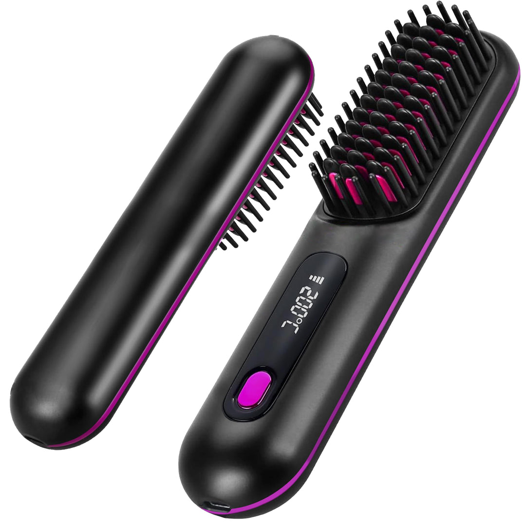 Anti Frizz Haarglättung Glättbürste Kabellos, MCH Keramik Haarglätter Bürste mit Arganöl, 160-200 Gr