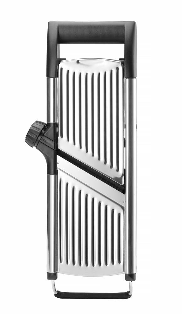 HENDI Mandoline, Gemüseschneider, 1x schneid- und Riffelmesser, 3x Streifenmesser (5/7/10mm), Antiru