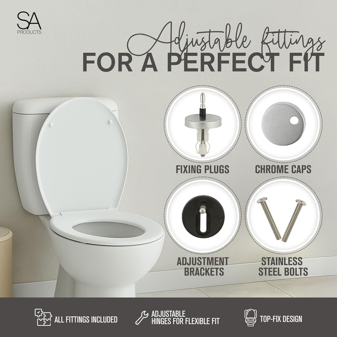 SA Products Toilettensitz mit Absenkautomatik – Universeller Ovaler Toilettensitz mit Softclose &amp; Sc