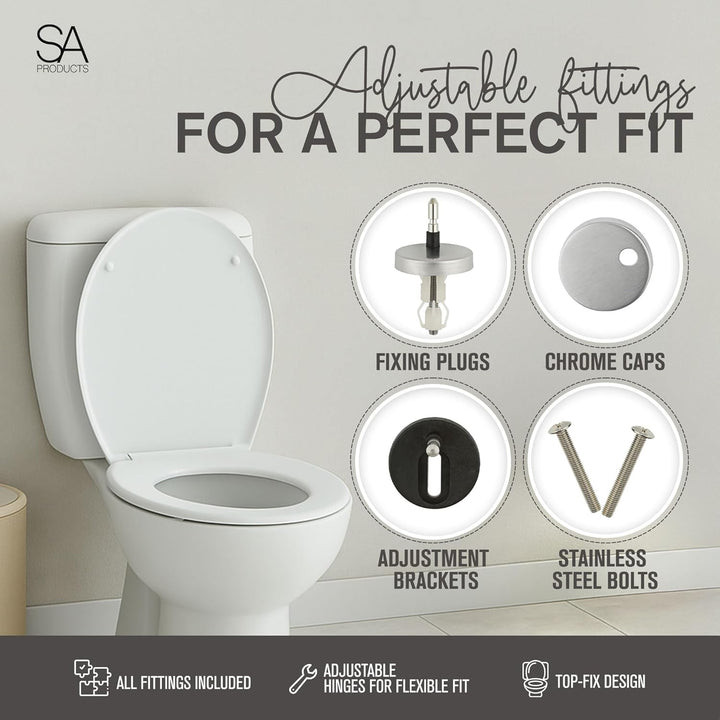 SA Products Toilettensitz mit Absenkautomatik – Universeller Ovaler Toilettensitz mit Softclose &amp; Sc